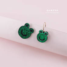 Qumeng 2021 Original Design Statement Asymmetry Green Frog Acrylic Pendant Earrings Funny Punk Cute Girl Party Fashion Jewelry 2024 - buy cheap