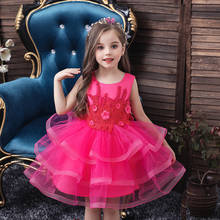 Vestido de princesa de flores para niña, tutú de verano para boda, fiesta de cumpleaños, vestidos para Niña y Adolescente, baile de graduación, rojo, nuevo 2021 2024 - compra barato