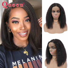 Peruca bob lace front com cabelo humano peruano, pré-selecionado, cabelo crespo, cabelo humano, para mulheres negras, densidade 150% 2024 - compre barato