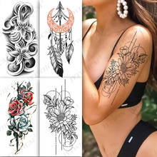 Sexy Flower Temporary Tattoos For Women Waterproof Lion Black Sketchs Flowers Tattoo Stickers Flash Fake Art Body Tattoos 2024 - buy cheap