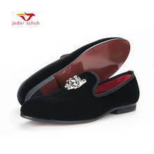 Handmade Noble Men Loafers Fashion Men Velvet Shoes With Silver Tiger Buckle British Style Smoking Slipper Men Dress Shoe 2022 - buy cheap