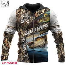 walleye fishing 3d all over Printed Unisex hoodies Harajuku Fashion Casual Hooded Sweatshirt zip hoodies 2024 - buy cheap