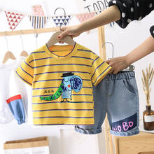 Ropa de algodón para bebés y niños, Camiseta de cuello redondo con tiras de pájaro, pantalones, 2 unids/set/conjunto, chándales de moda para niños pequeños 2024 - compra barato