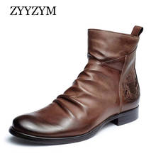 ZYYZYM Men Boots Leather Zipper 2021 Autumn Retro Style Badge Embroidery Ankle Army Knights Boots Man Footwear Zapatos De Hombre 2024 - buy cheap