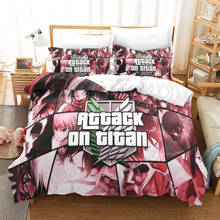 Juego de cama 3D con diseño de Janpan Attack On Titan, edredón de Anime para adultos, juego de cama, edredón, juegos de cama Queen 2024 - compra barato