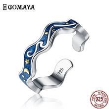 Gomaya onda 925 prata esterlina anéis para as mulheres nuvens auspiciosas misterioso romântico anel de aniversário estrela lua jóias finas 2024 - compre barato