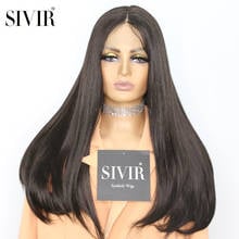 Synthetic Wigs For Women 24/28 inch Long Straight Yaki Nature Black Color Middle Part Lace wig Party/Daily  Heat Resistant Fiber 2024 - buy cheap