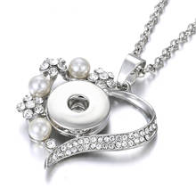 Новые ювелирные ожерелья с застежкой, Хрустальный цветок, любовь, сердце, ожерелье с застежкой, подходит для 18 мм кнопок, ювелирные изделия «сделай сам», подвески, ожерелья 2024 - купить недорого
