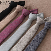 Corbata estrecha de algodón y lino para hombre, ropa Formal, informal, de negocios, profesional, regalo para padre 2024 - compra barato