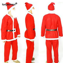 Disfraz de Papá Noel para adultos, conjunto de 5 piezas, Tops rojos, pantalones largos, cinturón, sombrero, barba falsa, Año Nuevo, navidad 2024 - compra barato