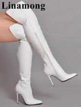 Fashion White Over The Knee Boots Sexy Thin High Heel And Pointed Toe Side Zipper Winter Women Shoes High 2024 - buy cheap