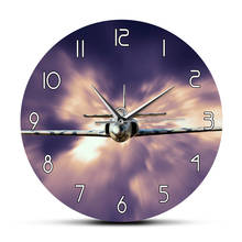 Airplane Fly Over Clouds Aviator Wall Clock Military Jet Fighter Aviation Modern Design Watch Aeroplane Airplane Print Clock 2024 - buy cheap