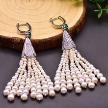 Original Natural Pearl Tassel Drop Earrings Rhinestone Crystal Handmade Fringe Earring for Women Wedding Party Jewelry Gifts New 2024 - buy cheap