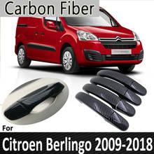 Cubierta de manija de puerta para coche, accesorios de fibra de carbono negro para Citroen Berlingo 2008, 2009, 2010, 2011, 2012, 2013, 2014, 2015, 2016, 2017, 2018 2024 - compra barato