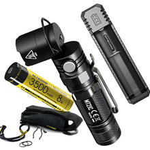 Nitecore-lanterna portátil multifuncional mt21c, kit lanterna cree 10hd v6, max 1000 lúmens, feixe de luz ajustável de 90 graus, distância de 184 metros