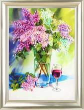 3D Lilac vase satin silk Ribbon embroidery handcraft plant flower cross-stitch kit DIY handmade needlework wall art decor supply 2024 - buy cheap