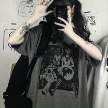 Camiseta feminina com desenho harajuku, estética, gótica, punk, anime, vintage, segundo elemento, camisetas, soltas, tamanho grande, roupas que combinam 2024 - compre barato