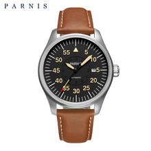 Parnis 44mm Watch Men Automatic Mechanical Wrist Watch Stainless Steel Case Black Dial Luminous Number Military Men Watch 2024 - buy cheap