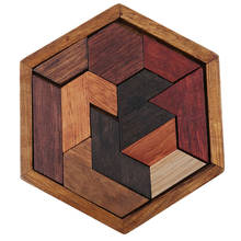 Tangram/деревянная Геометрическая головоломка для детей, детские развивающие игрушки, деревянные 3D головоломки, подарки 2024 - купить недорого