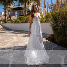 2021 Beach wedding dress  Beach Wedding Dresses 2020 V-Neck Pleats Organza A-Line Wedding Gown Plus Size Princess Bride Dress 2024 - buy cheap