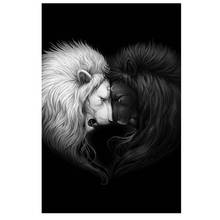 Animal white black lion DIY Diamond Painting " sun moon lion " Full Diamond Embroidery Cross Stitch Rhinestone Mosaic Painting 2024 - buy cheap