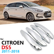 Luxurious Chrome Door Handle Cover Trim for Citroen DS5 2011~2018 Accessories Stickers Styling Exterior 2012 2013 2014 2015 2016 2024 - buy cheap