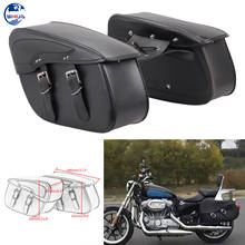 Black Universal Motorcycle PU Leather Saddlebags Saddle With Ample Space To Store Tool Pouch Side Bag For Harley Honda Suzuki 2024 - buy cheap