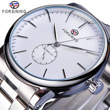 Forsining Mechanical Automatic Mens Watches Classic Man Watches Top Brand Luxury Silver Stainless Steel Business Fashion Clock 2024 - buy cheap