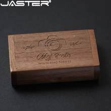 JASTER USB 2.0  Custom LOGO carbonized bamboo USB flash drive 64GB pen drives 4GB 8GB 16GB 32GB memory stick company 2024 - buy cheap