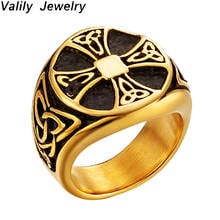 Мужское кольцо Valily, кольцо из нержавеющей стали, кольцо в стиле панк, байкер, Золотое кольцо, ювелирное изделие 2024 - купить недорого