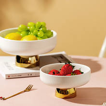 Mesa de centro de cerâmica para sala de estar, prato de frutas leve com prato de frutas criativo alto, acessórios de decoração para casa 2024 - compre barato