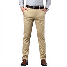 Alta qualidade calças casuais primavera novo negócio em linha reta estiramento verde cáqui preto masculino tamanho 42 2024 - compre barato