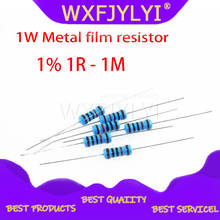 Resistor de filme de metal com 5 cores anel de 1w, 50 peças 1% 1r-1m 1r 22r 100r 220r 470r 1k 10k 22k 100k 150k 220k 10 22 47 100 220 470 ohm 2024 - compre barato