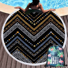 Toallas de playa redondas con Mandala geométrico, toalla de ducha circular de verano con bolsa de almacenamiento con cordón, cubierta de Bikini, toalla de playa 2024 - compra barato