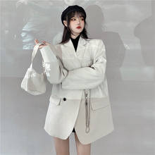 Chaqueta Harajuku de estilo coreano para mujer, abrigo informal holgado con doble botonadura, cárdigan de manga larga de gran tamaño, Otoño e Invierno 2024 - compra barato