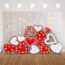 Fondo de pared de ladrillo con corazón de amor rojo para fotografía, telón de fondo para retrato del Día de San Valentín, estudio fotográfico, boda, ducha nupcial, sesión fotográfica 2024 - compra barato