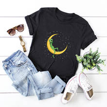 New Moon Alien Print Women 100%Cotton T-shirts Summer Plus Size O-Neck Short Sleeve Women T Shirt Multicolor Female Tees Tops 2024 - buy cheap