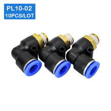 High quality 10 Pcs of PL10-02, 1/4"  Male Thread to 10mm Pneumatic Elbow Connector Quick Fitting 2024 - buy cheap