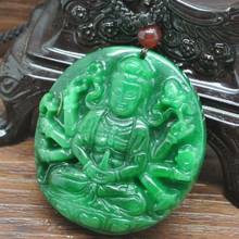 Colgante de jade verde esmeralda tallado a mano para hombre, colgante de Guanyin de mil manos, collar de jadeíta, 100% 2024 - compra barato