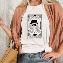 Camiseta casual feminina de manga curta, camiseta top de bruxa hipster 2024 - compre barato