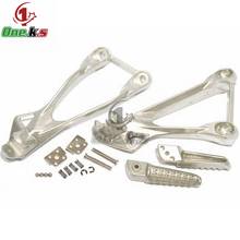 Motocicleta pé pegs resto rearset conjunto traseiro apoio para os pés rearsets para kawasaki zx6r 2005 2006 2007 2008 2024 - compre barato