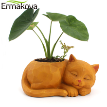 ERMAKOVA Creative Lovely Cat Flowerpot Tabletop Potted Succulent Flowerpot Animal Statue Garden Home Decoration Plant Pot 2024 - buy cheap
