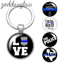 Love Police Hero Photo Round glass cabochon keychain Bag Car key chain Ring Holder Charms keychains for gift 2024 - buy cheap