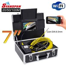 SYANSPAN 7" WiFi 20/50/100M Pipe Inspection Video Camera,6.5mm Cam Drain Sewer Pipeline Industrial Endoscope support Android/IOS 2024 - buy cheap