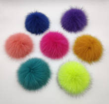 Pompoms de pele de raposa verdadeira, plugue macio colorido de 14cm para chapéu para inverno, gorro de peles da natureza 2024 - compre barato