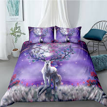 Ropa de cama de ciervo, juego de funda nórdica púrpura 3D, fundas de almohada de animales, tamaño Queen doble completo, 140x200cm, 160x220 2024 - compra barato