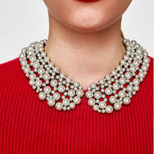 New Za Pearl Big Bib Necklace Women Luxury Crystal Large Collar Necklace Female Jewelry Chunky Statement Choker Necklace 2024 - buy cheap