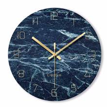 Marble Texture Wall Clock Modern Design for Living Room Nordic Brief Glass Clocks Hanging Wall Watch Home Decor 12 inch 2024 - buy cheap