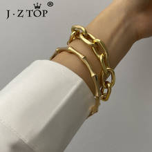 Jztop брендовые металлические браслеты из звеньев цепи женские креативные бриллиантовые браслеты 2 шт. комплект панк браслет модные ювелирные изделия 2024 - купить недорого