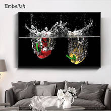 Embellecedor de frutas en agua, imágenes modernas de decoración del hogar para sala de estar, dormitorio, carteles de pared, pinturas en lienzo HD, 1 pieza 2024 - compra barato
